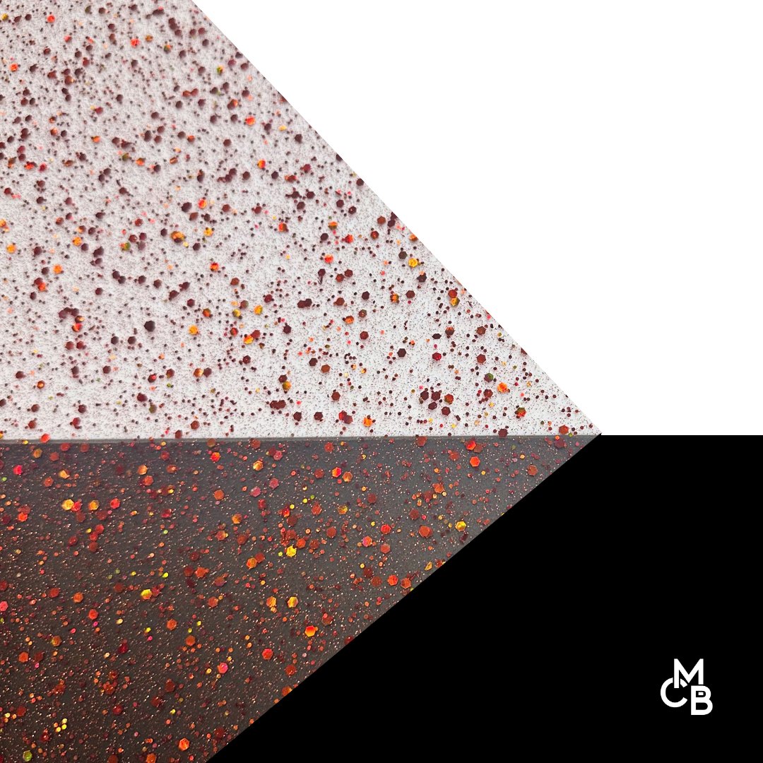 1/8" Holographic Rorange Hexy Glitter Dots Cast Acrylic Sheets - Acrylic Sheets