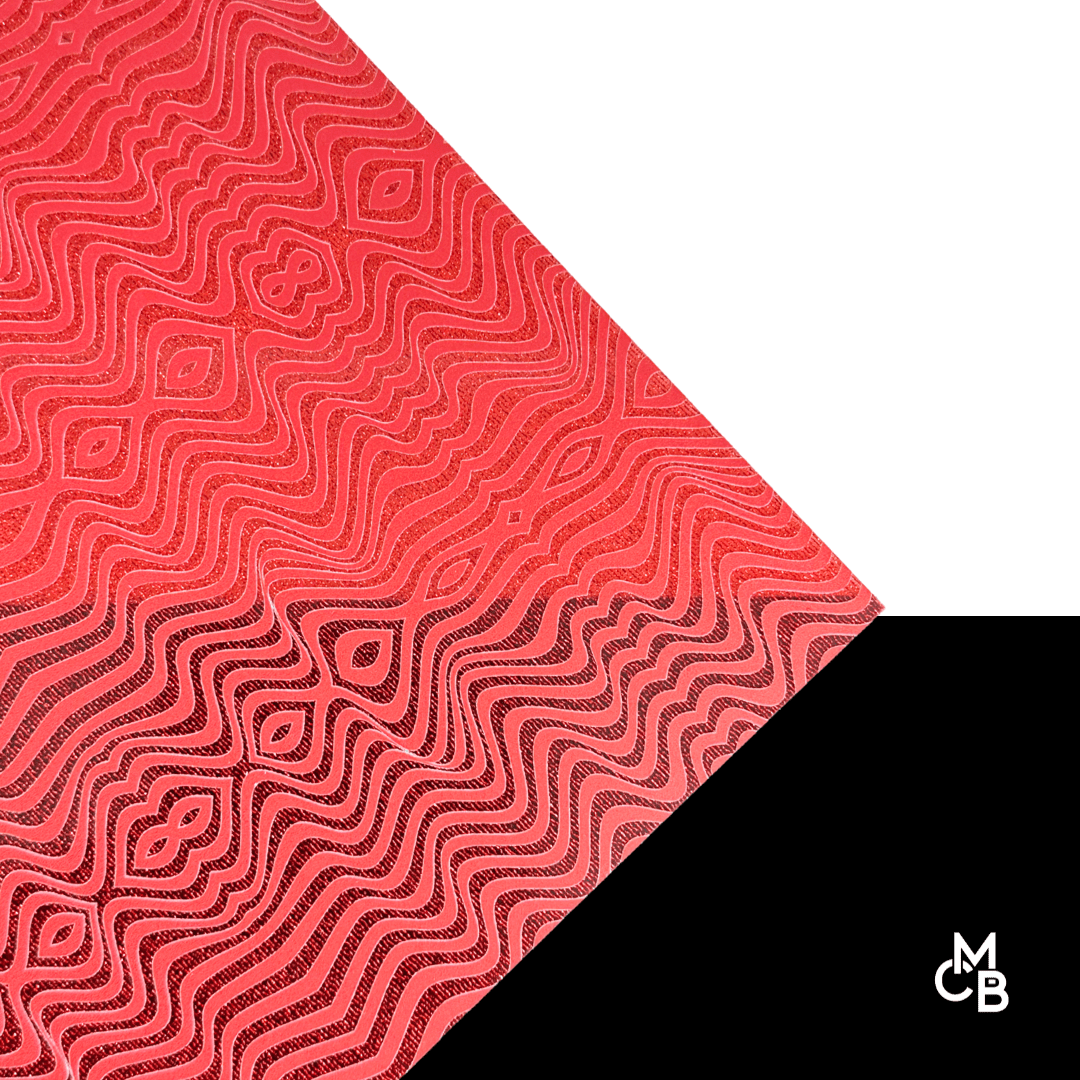1/8" Wavy Red Lines on Scarlet Tulle Threads Acrylic Sheet CMB PRESTIGE PATTERNS - CMB Prestige Pattern