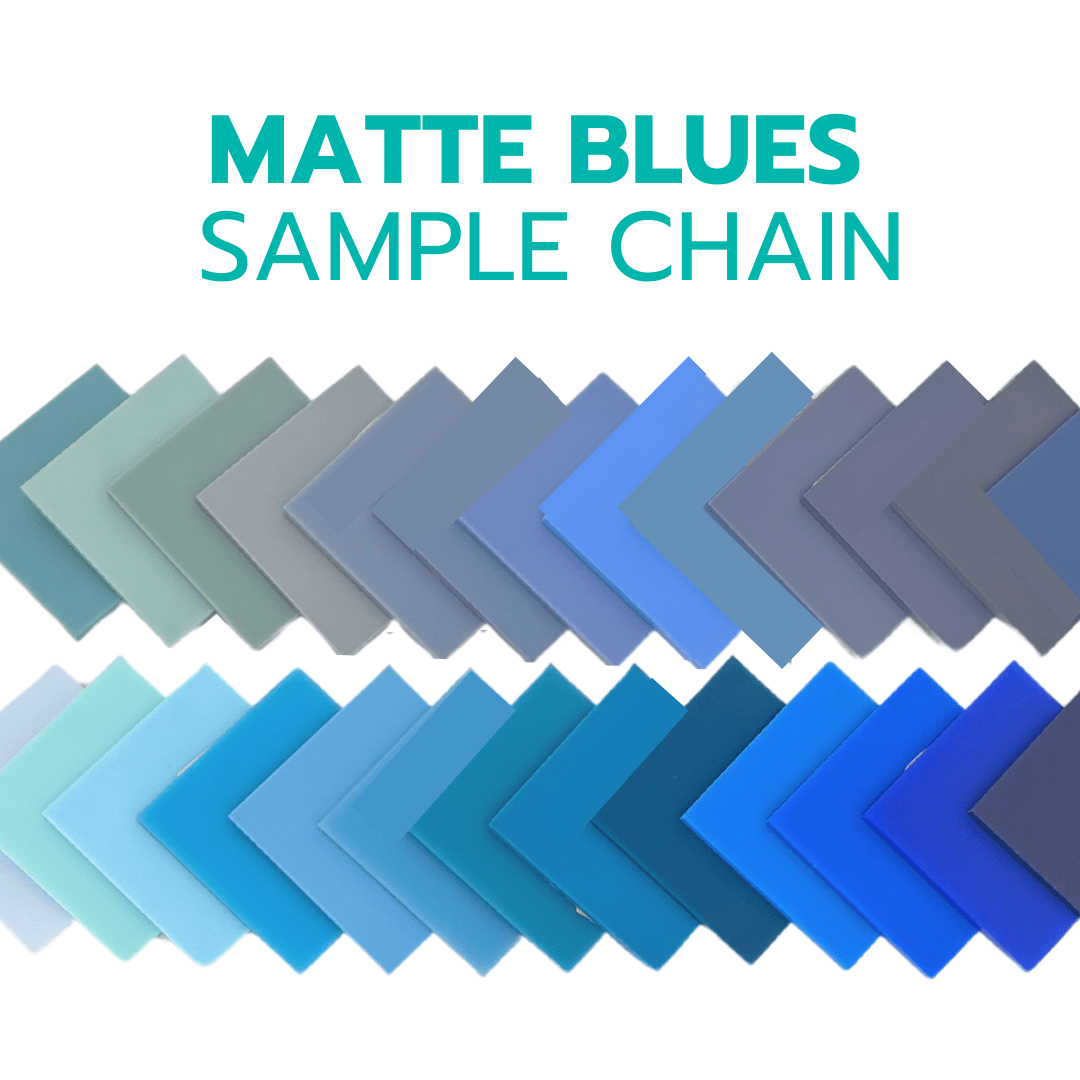 2" Sample Bundle - 1/8" Matte Blues Acrylic Sheets - Acrylic Sheet Bundles