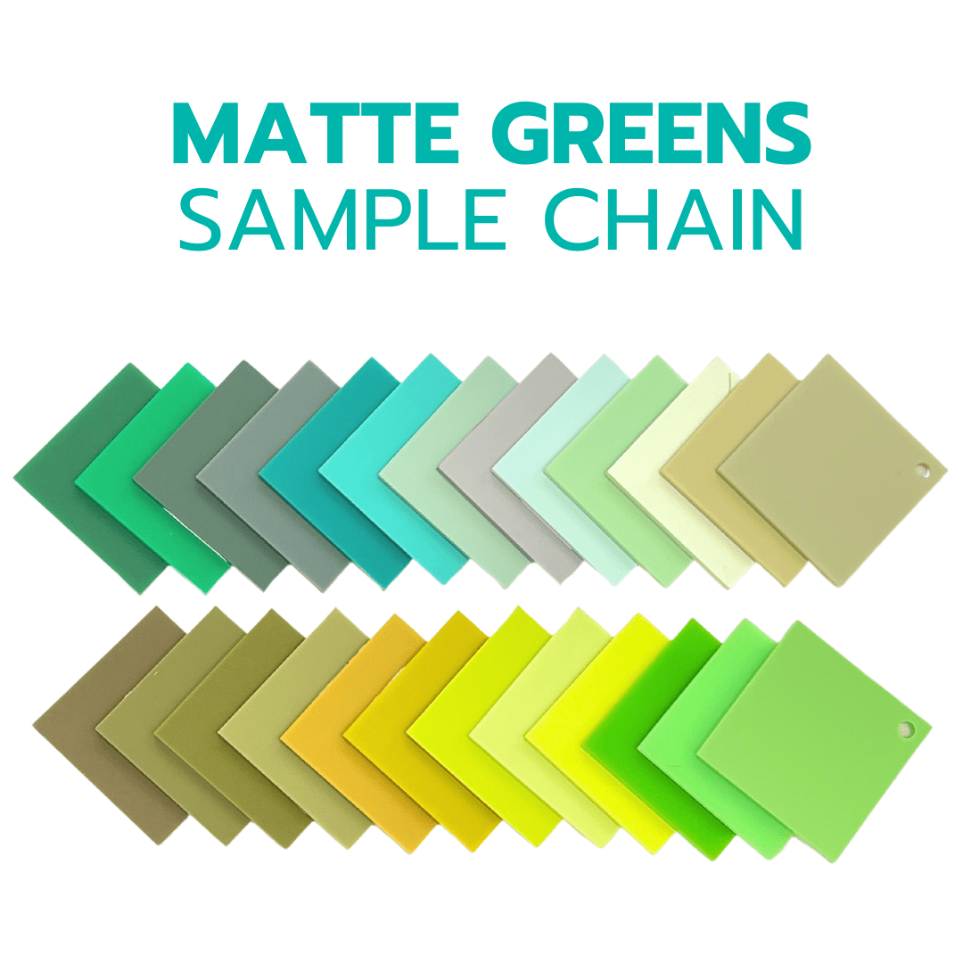 2" Sample Bundle - 1/8" Matte Greens Acrylic Sheets - Acrylic Sheet Bundles