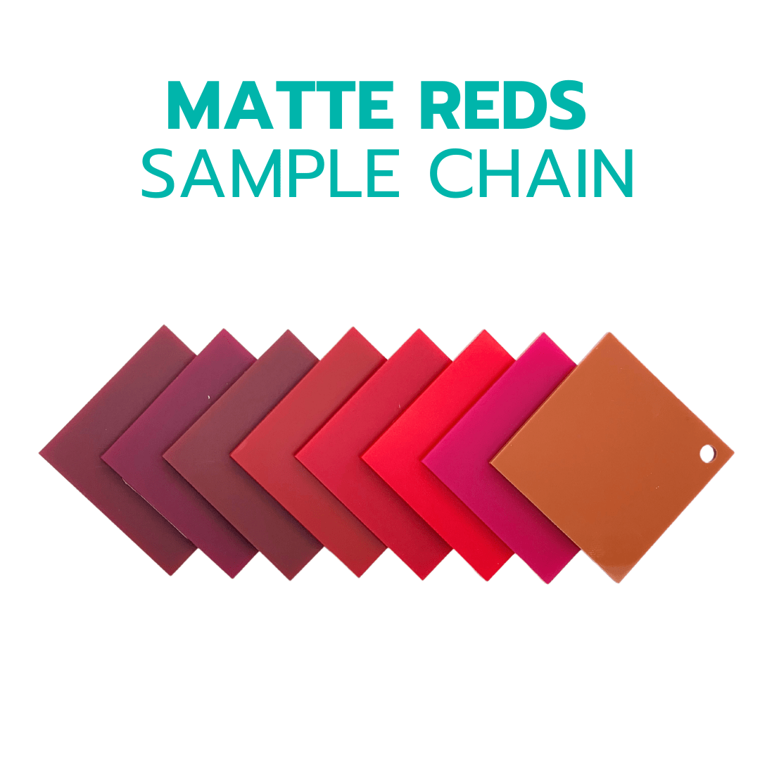 2" Sample Bundle - 1/8" Matte Reds Acrylic Sheets - Acrylic Sheet Bundles