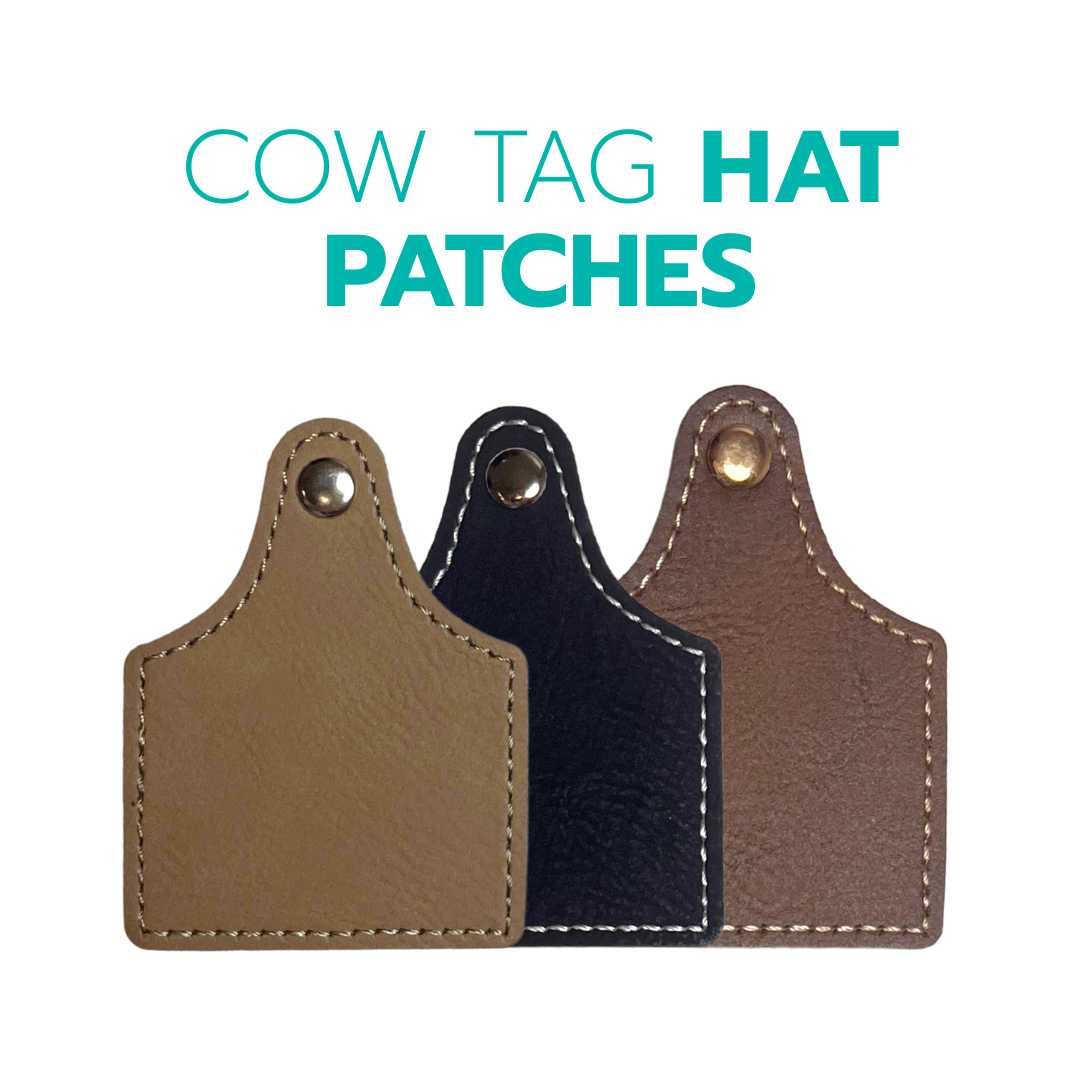 Cow Tag Leatherette Hat Patches