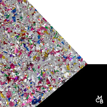 Silver Party Chunky Flake Glitter Cast Acrylic Sheets - GLITTER Acrylic Sheets