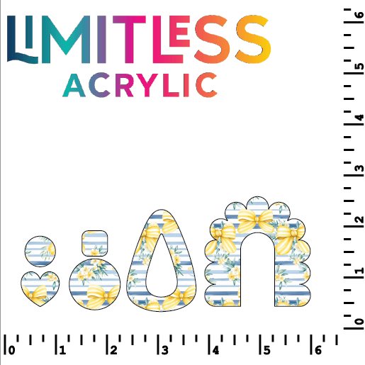 Blue & Yellow Stripes & Bows Pattern Acrylic Sheets - CMB Pattern Acrylic