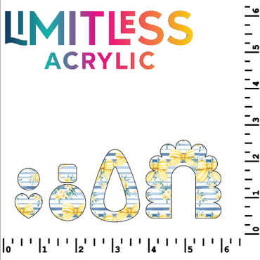 Blue & Yellow Stripes & Bows Pattern Acrylic Sheets - CMB Pattern Acrylic