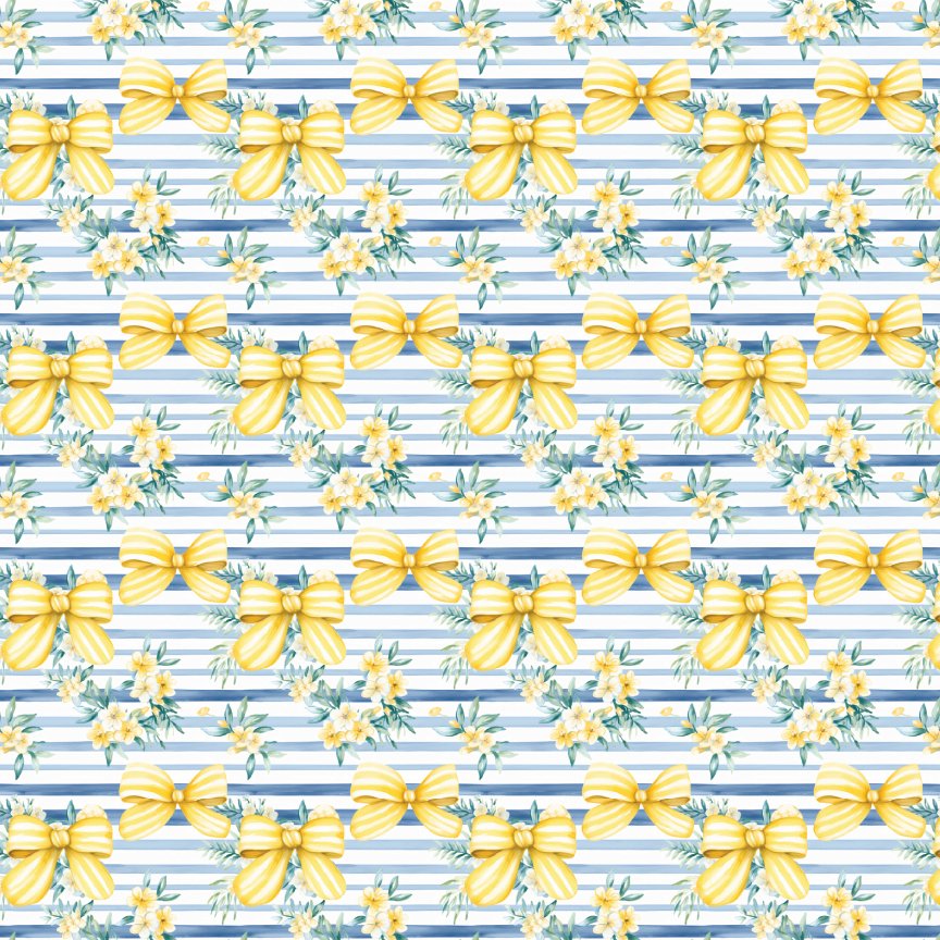 Blue & Yellow Stripes & Bows Pattern Acrylic Sheets - CMB Pattern Acrylic
