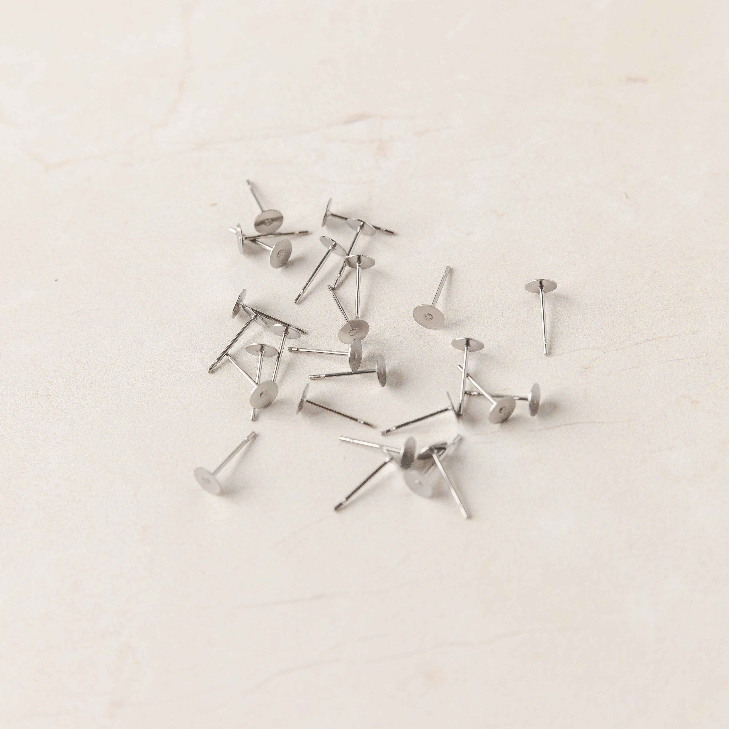 Bulk 2mm Silver Stainless Steel Regular Flat Pad Earring Posts, 100 Pieces, Stud 58 -