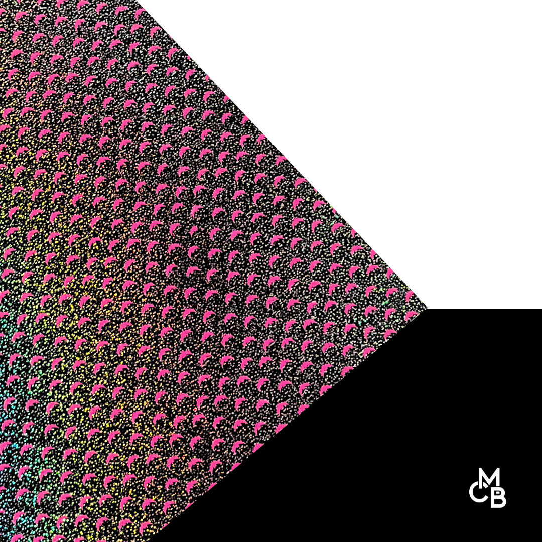 P1147 | 1/8" Itty Bitty Pink Bats on Iridescent Black Glitter CMB PRESTIGE PATTERNS