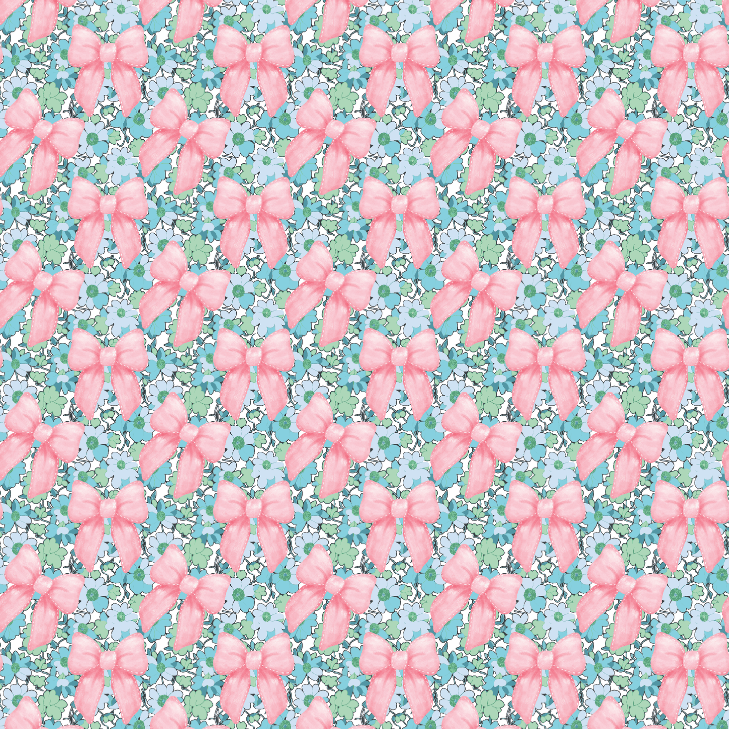 P1217 | Coquette Preppy Floral & Bows Pattern Acrylic Sheets - CMB Pattern Acrylic
