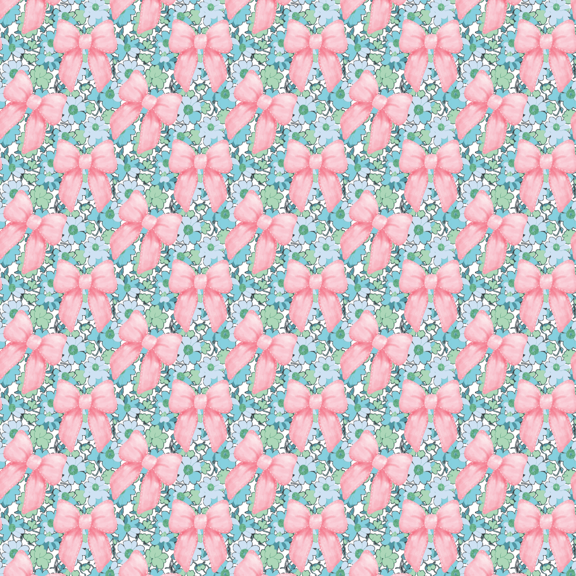 P1217 | Coquette Preppy Floral & Bows Pattern Acrylic Sheets - CMB Pattern Acrylic