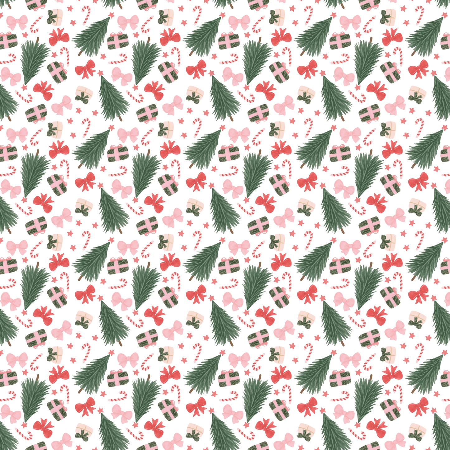 P1239 | Watercolor Christmas Trees & Bows Pattern Acrylic Sheets - CMB Pattern Acrylic