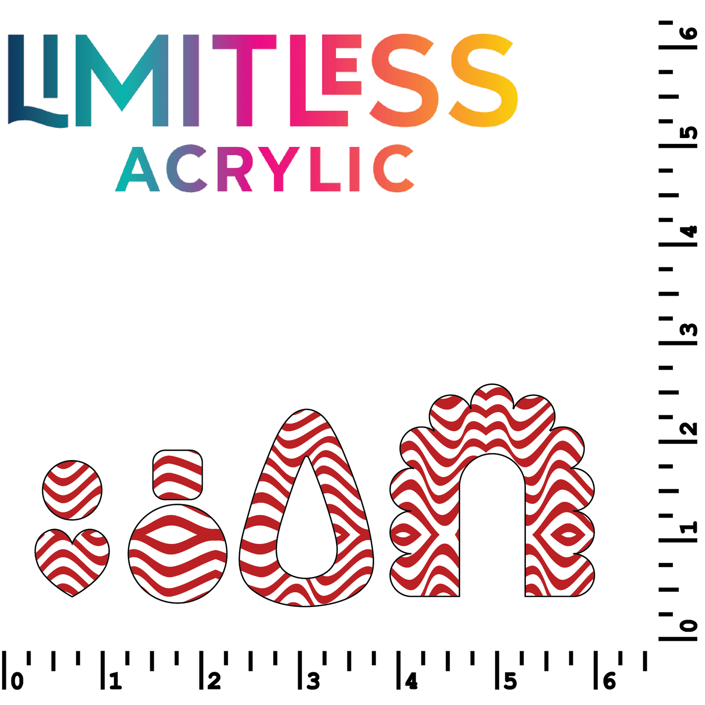 P1240 | Wavy Red Lines Pattern Acrylic Sheets - CMB Pattern Acrylic
