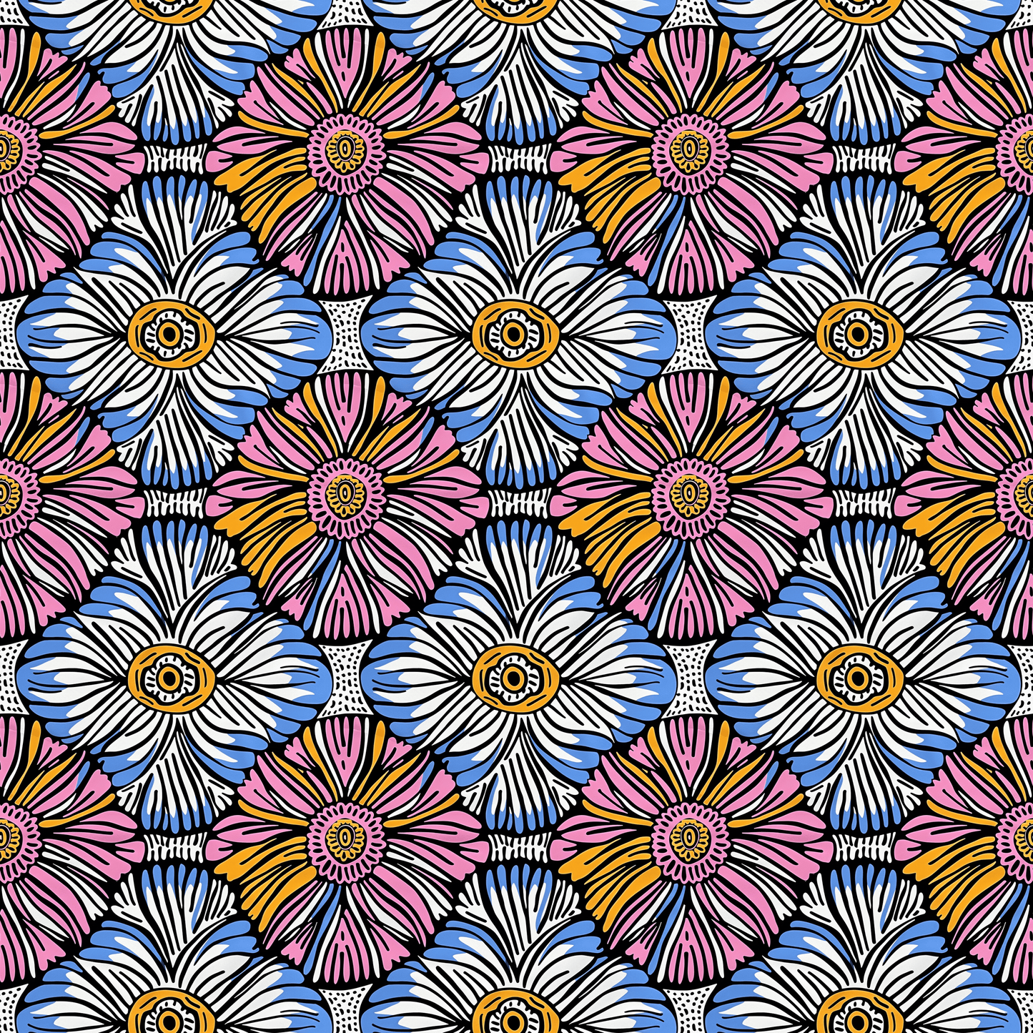Pastel Ankara Floral Burst Pattern Acrylic Sheets - CMB Pattern Acrylic