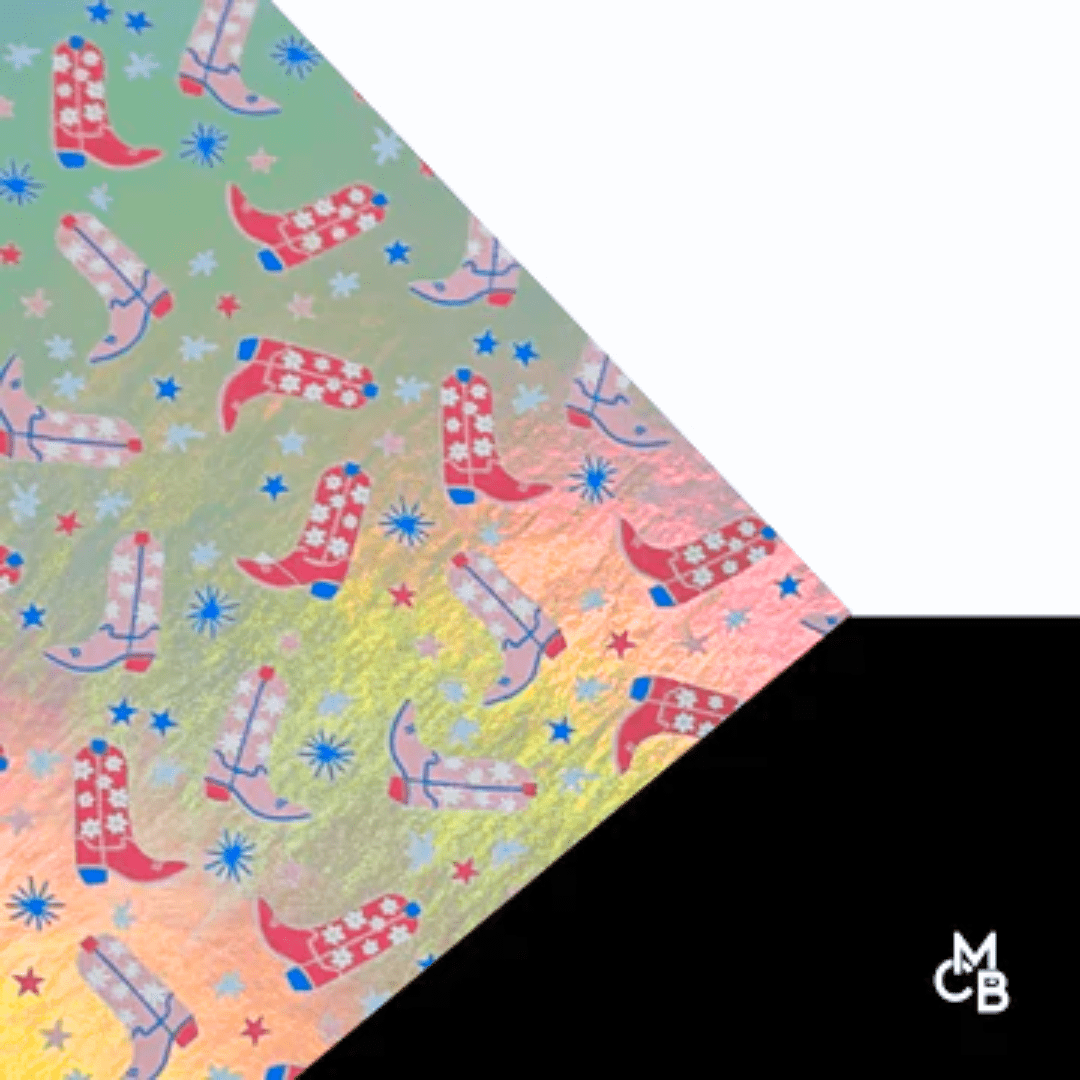 Pattern Leatherette | HOLOGRAPHIC COWGIRL BOOTS | P0275 - LASERABLE LEATHERETTE