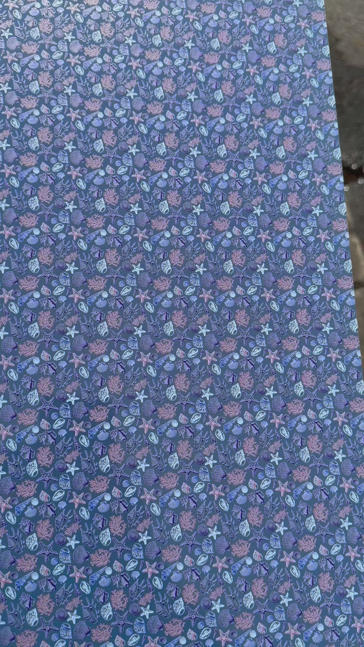 Seashells on UV SunGlow Blue Pattern Acrylic Sheet CMB PRESTIGE PATTERNS
