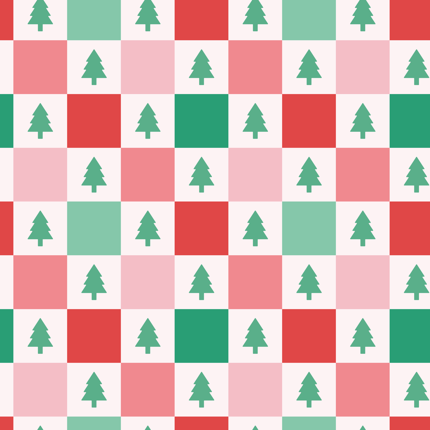 Retro Christmas Checkers & Trees Pattern Acrylic Sheets - CMB Pattern Acrylic