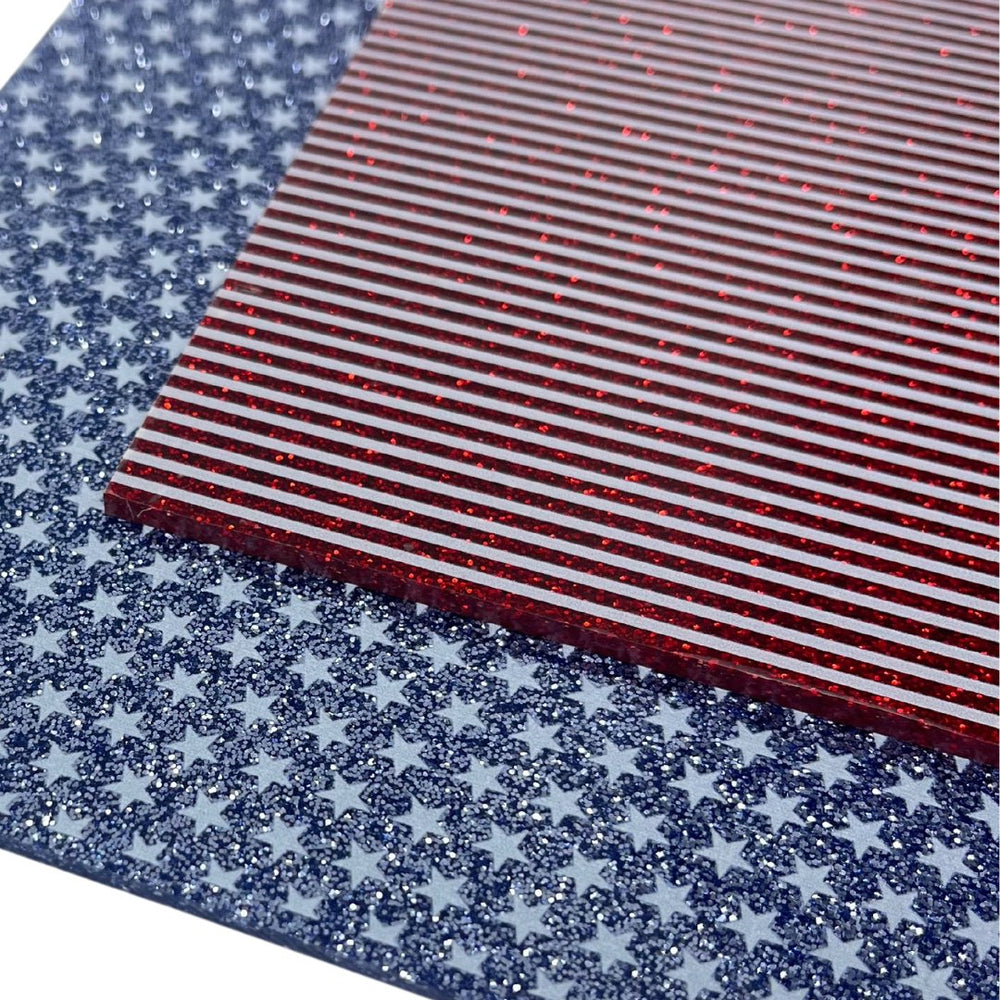White Stripes on Red Glitter 2 Pattern Acrylic Sheet CMB PRESTIGE PATTERNS - Acrylic Sheets