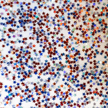 1/8" Patriotic Red, White, & Blue Stars Shaped Glitter Cast Acrylic Sheets - Acrylic Sheets