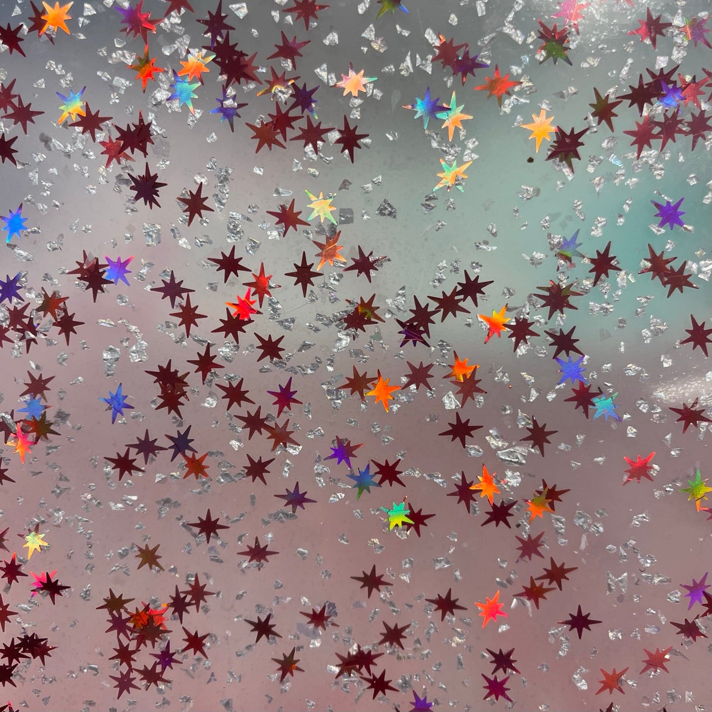 1/8" Pink Stars & Silver Chunks Shaped Glitter Cast Acrylic Sheets - Acrylic Sheets