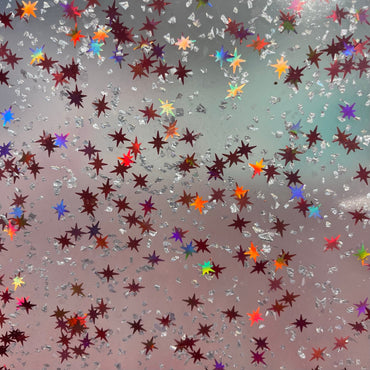 1/8" Pink Stars & Silver Chunks Shaped Glitter Cast Acrylic Sheets - Acrylic Sheets