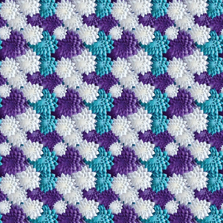 3D Floral in White, Purple, & Sky Blue Pattern Acrylic Sheets - CMB Pattern Acrylic
