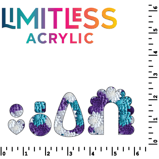 3D Floral in White, Purple, & Sky Blue Pattern Acrylic Sheets - CMB Pattern Acrylic