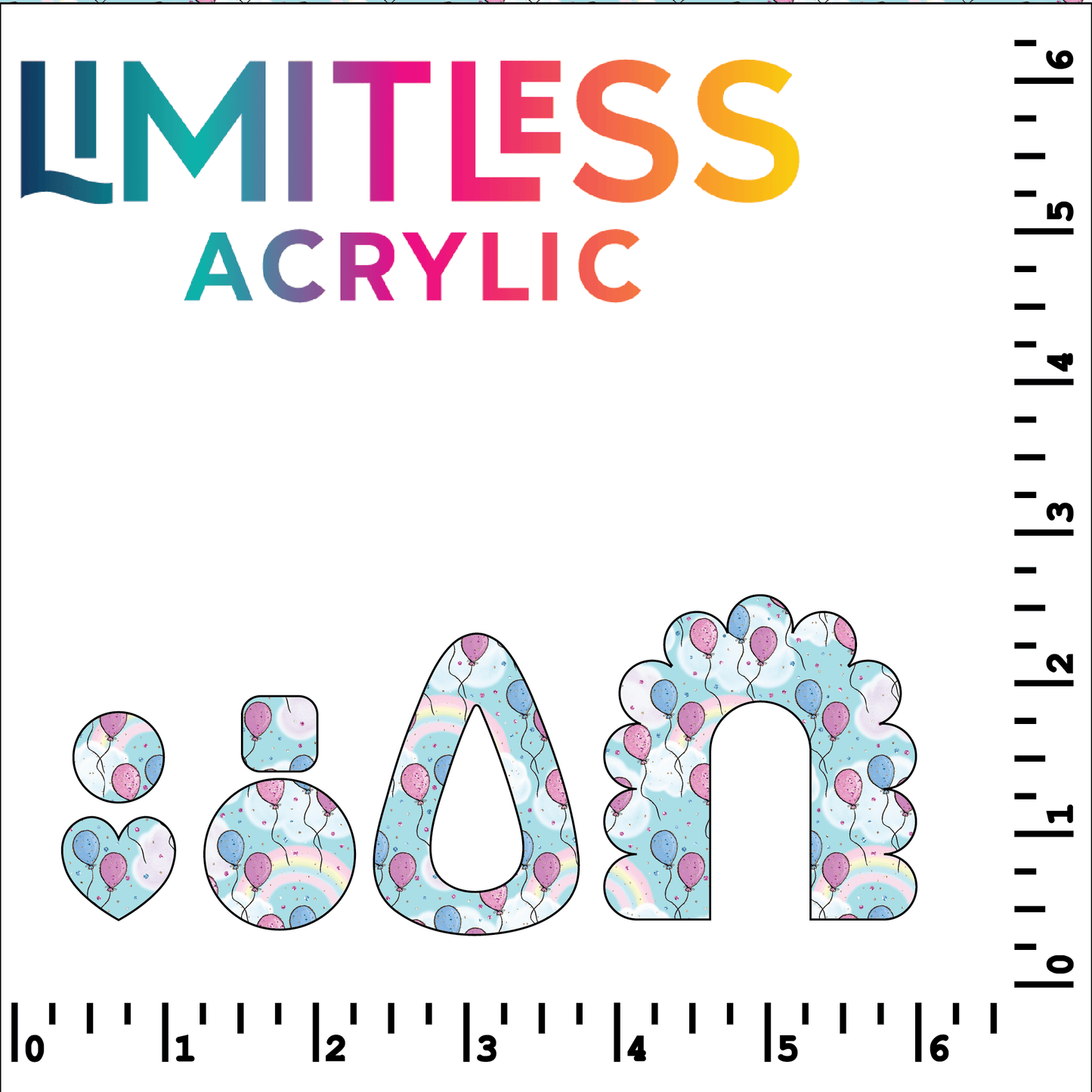 Celebrate Balloons & Rainbows Pattern Acrylic Sheets - CMB Pattern Acrylic