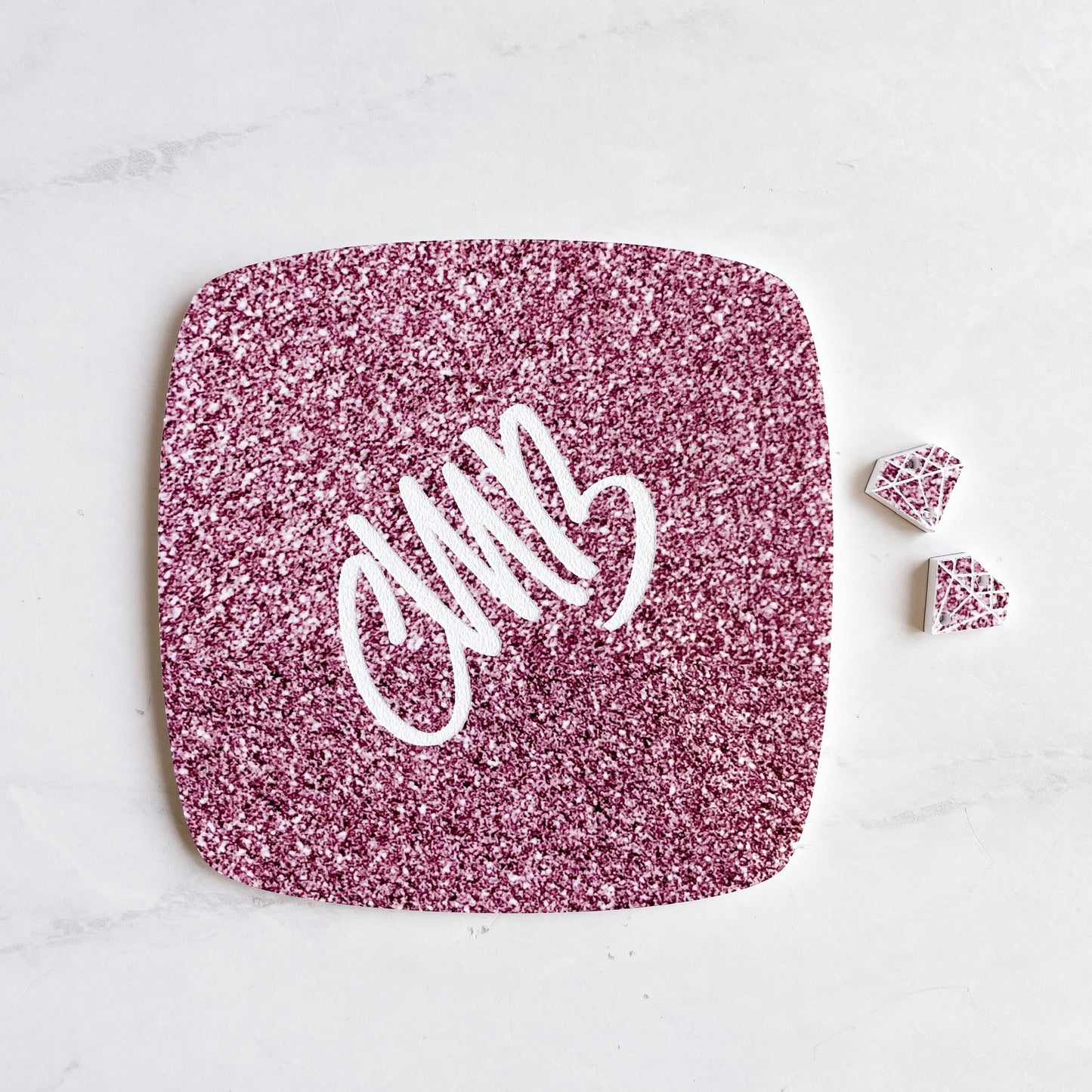 CMB 1/8" Two Tone Printed Acrylic Rose Gold Faux Glitter Engraves White - CMB Two Tone