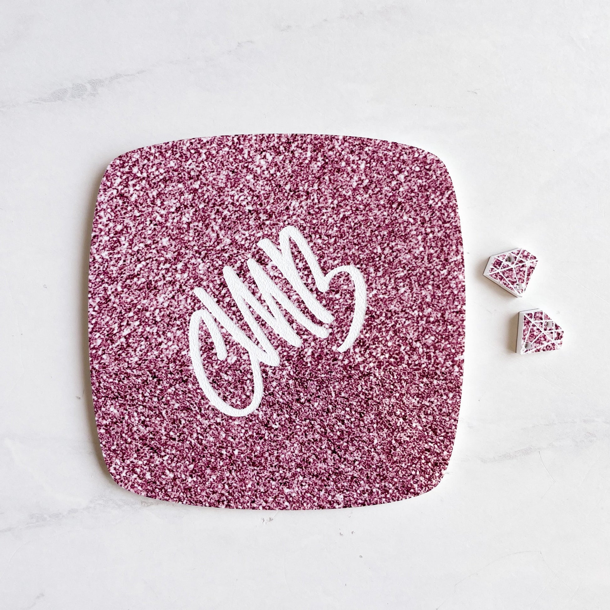 CMB 1/8" Two Tone Printed Acrylic Rose Gold Faux Glitter Engraves White - CMB Two Tone