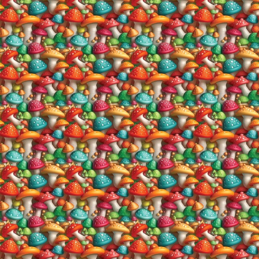 Colorful 3D Mushrooms Pattern Acrylic Sheets - CMB Pattern Acrylic