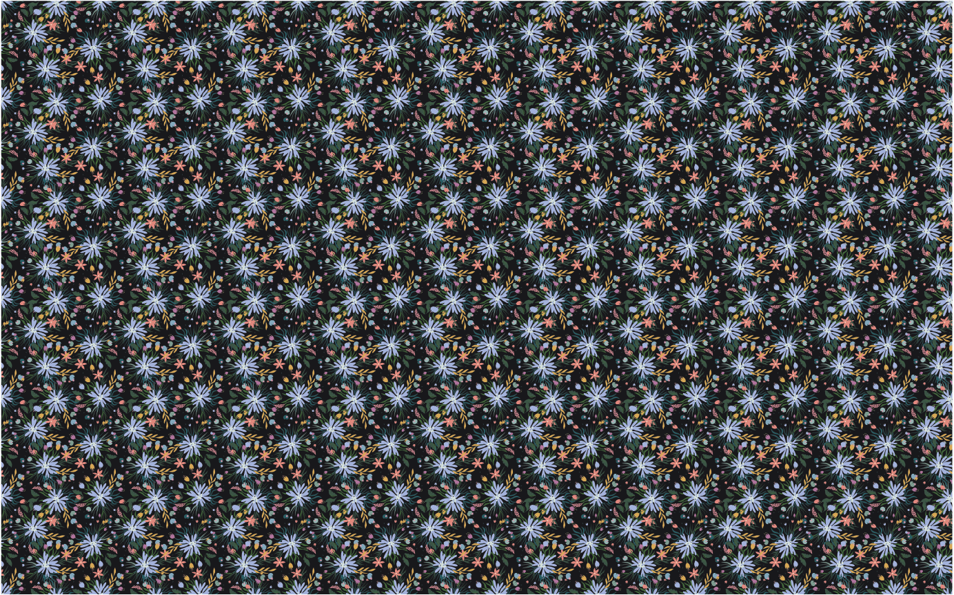 Dark Floral Bloom Blue Pattern Acrylic Sheet - CMB Pattern Acrylic