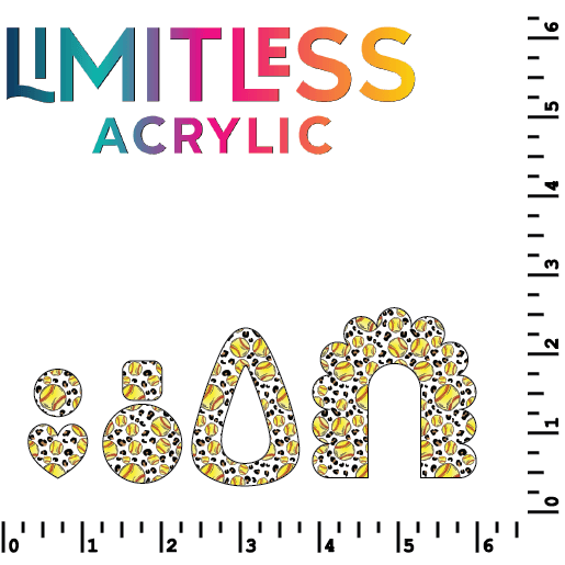 Itty Bitty Softball Leopard Pattern Acrylic Sheets - CMB Pattern Acrylic