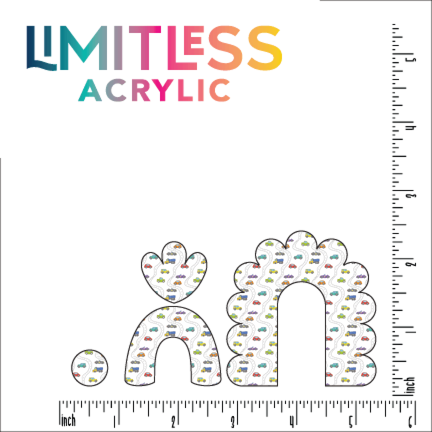 Kiddie Cars & Streets Pattern Acrylic Sheet - CMB Pattern Acrylic