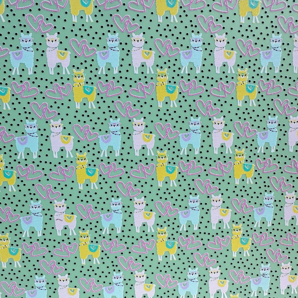 Llama Love on Matte Mint Pattern Acrylic Sheet CMB PRESTIGE PATTERNS - Acrylic Sheets