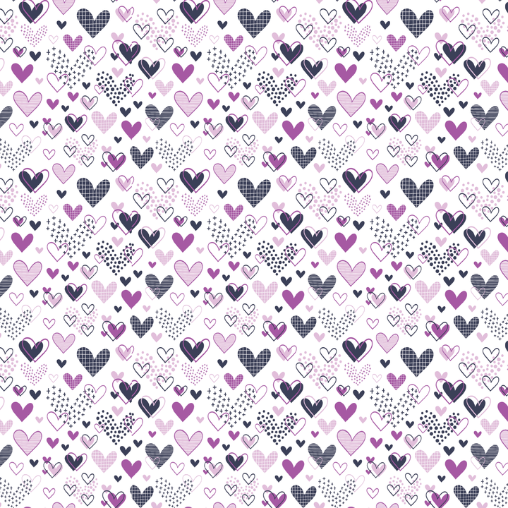 Purple Doodle Hearts Pattern Acrylic Sheets - CMB Pattern Acrylic