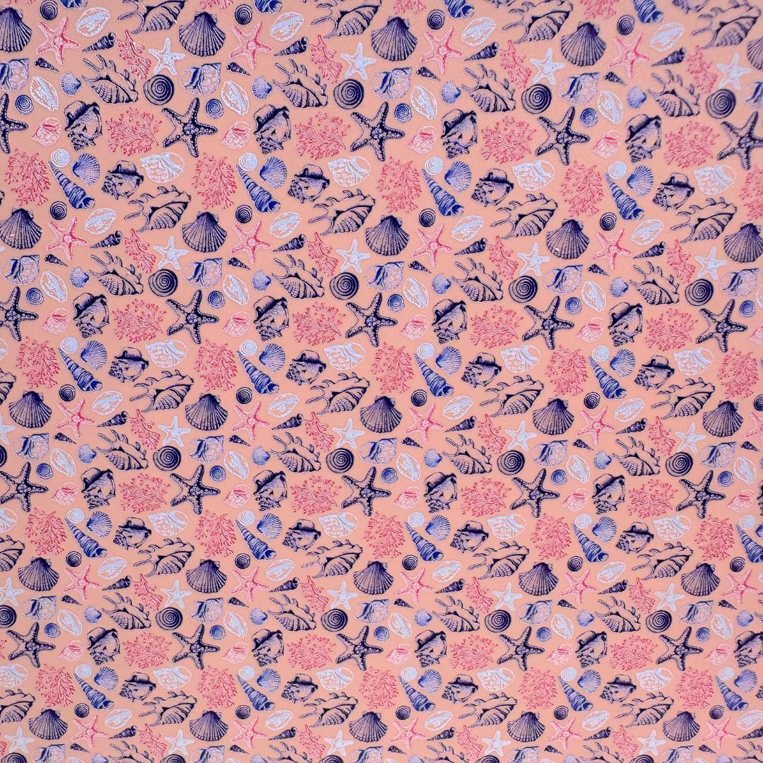 Seashells on Matte Peach Blush Pattern Acrylic Sheet CMB PRESTIGE PATTERNS - Acrylic Sheets