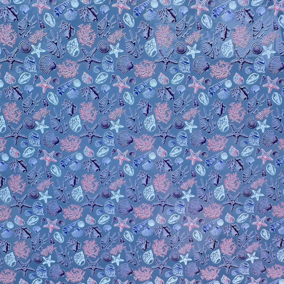 Seashells on UV SunGlow Blue Pattern Acrylic Sheet CMB PRESTIGE PATTERNS - Acrylic Sheets