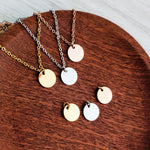 10mm Disc Necklace (Silver, Gold, or Rose Gold) and Optional Extra Discs, Metal Blank 133 - 