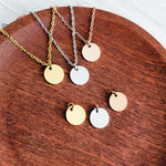 10mm Disc Necklace (Silver, Gold, or Rose Gold) and Optional Extra Discs, Metal Blank 133 - 