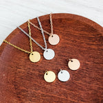 10mm Disc Necklace (Silver, Gold, or Rose Gold) and Optional Extra Discs, Metal Blank 133 - 