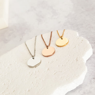 15mm Disc Necklace (Silver, Gold, or Rose Gold) and Optional Extra Discs, 1 Total, Metal Blank 44 - 