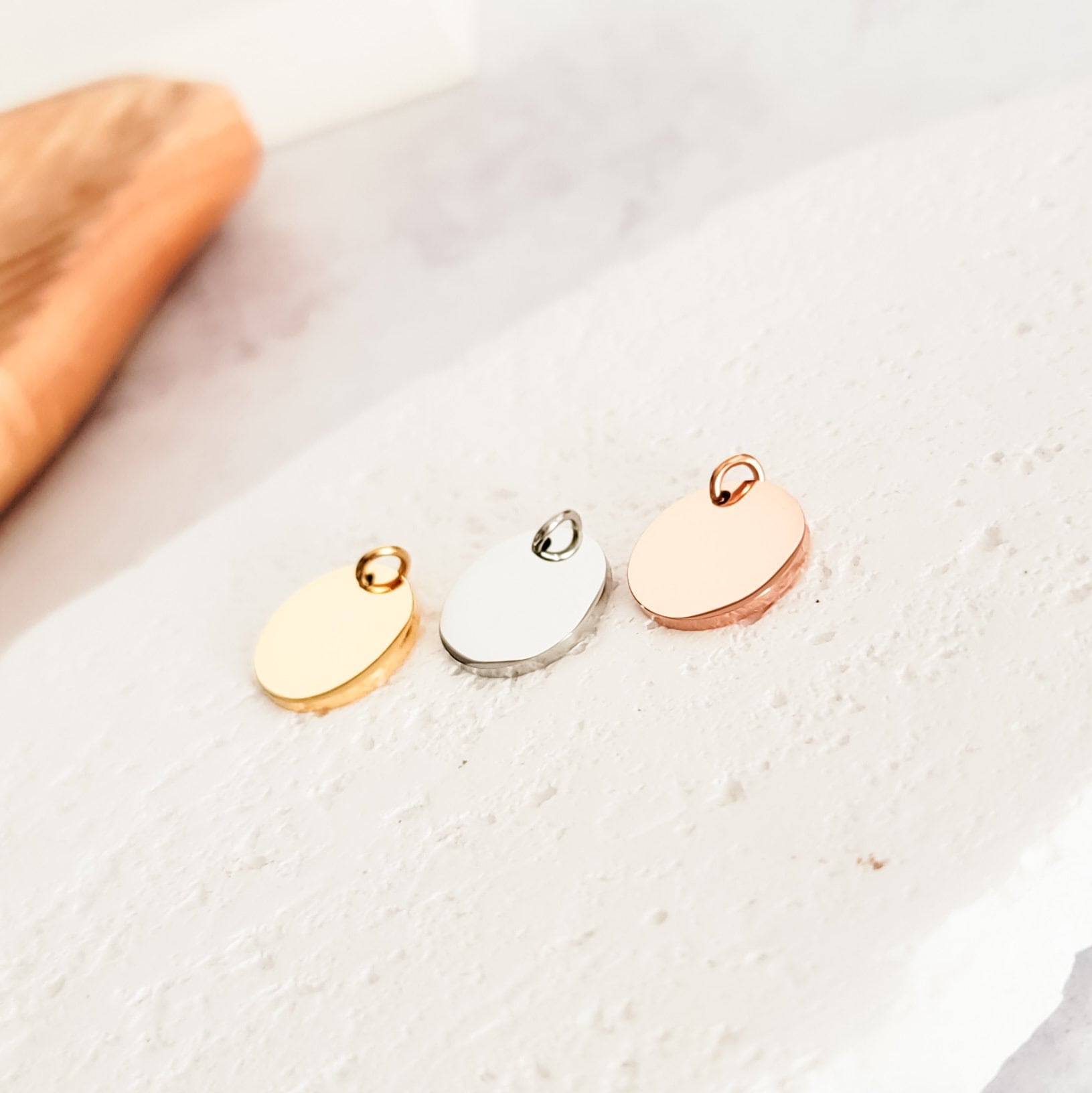 15mm Disc Necklace (Silver, Gold, or Rose Gold) and Optional Extra Discs, 1 Total, Metal Blank 44 - 