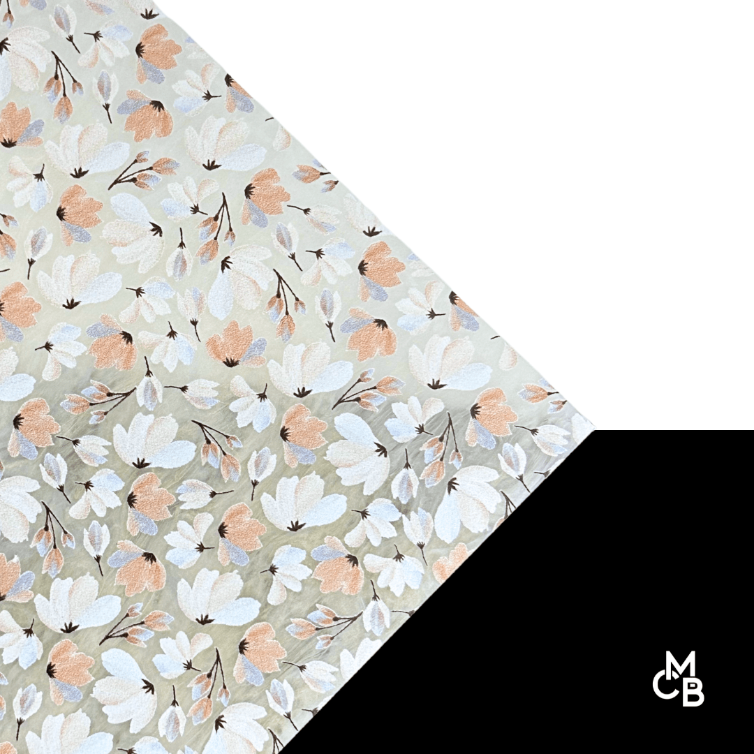 1/8" Beige Blue Floral on Ghost White Acrylic Sheet CMB PRESTIGE PATTERNS - CMB Prestige Pattern