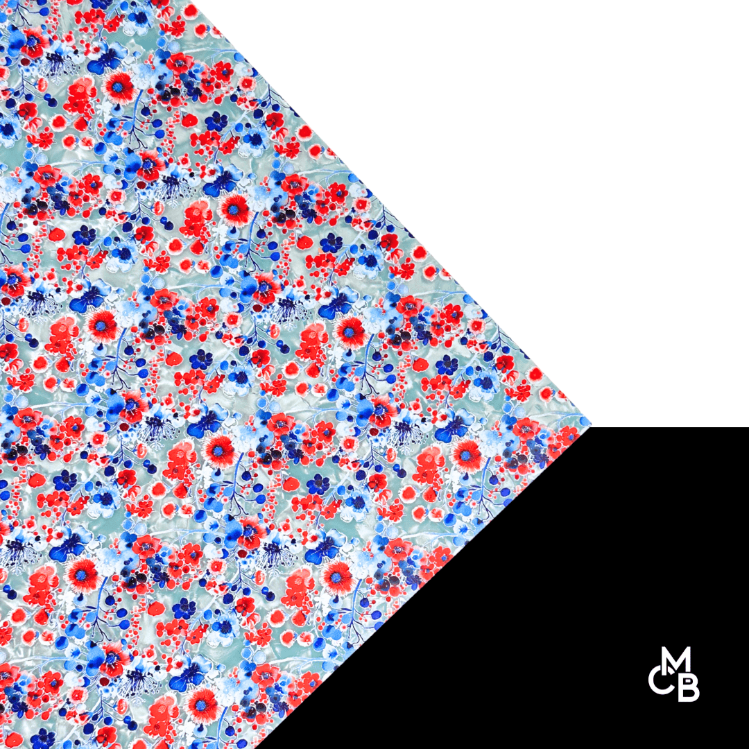 1/8" Florals for the Fourth on Baby Blue Mother of Pearl Acrylic Sheet CMB PRESTIGE PATTERNS - CMB Prestige Pattern