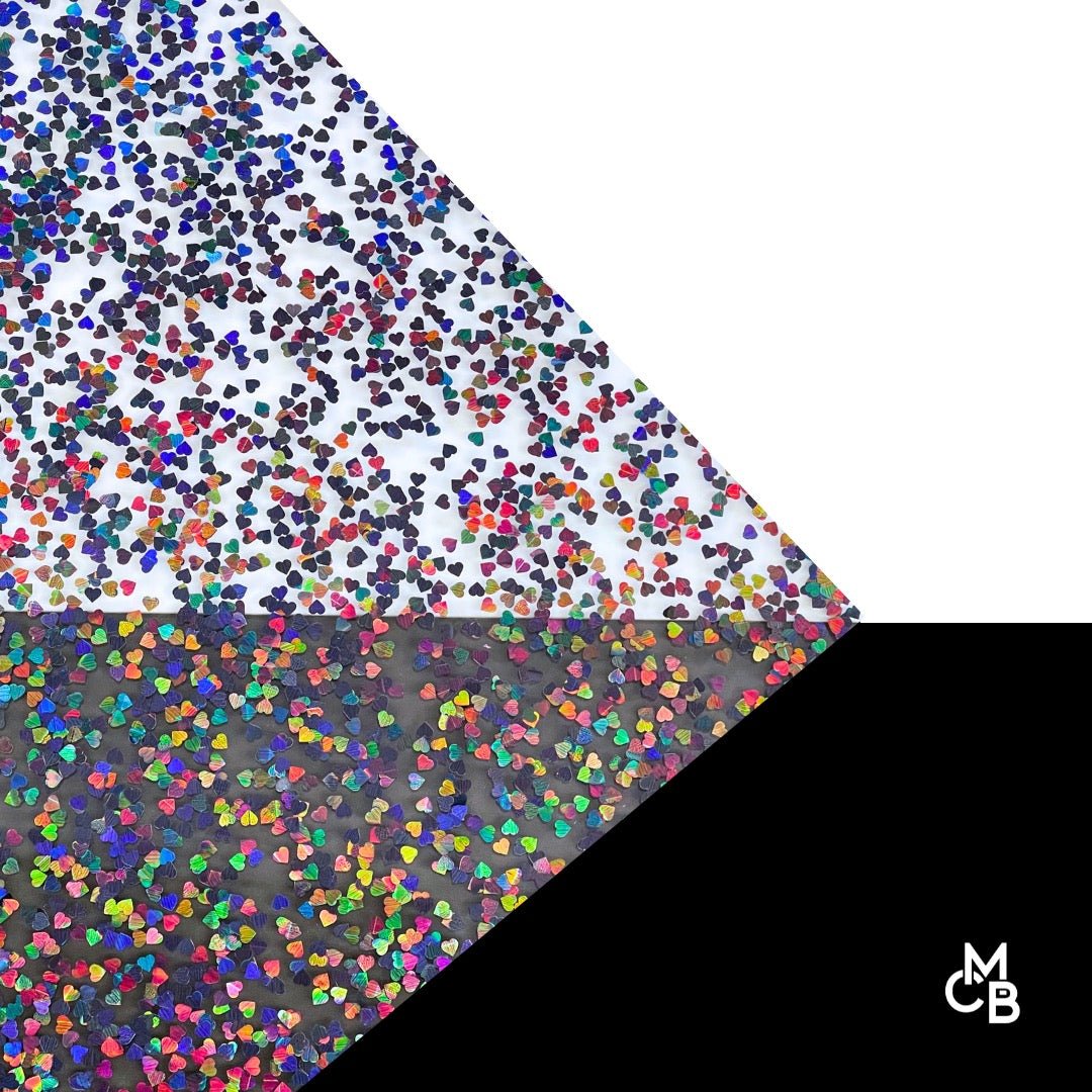 1/8" Gothic Glam Holographic Heart Shaped Glitter Cast Acrylic Sheets - Acrylic Sheets