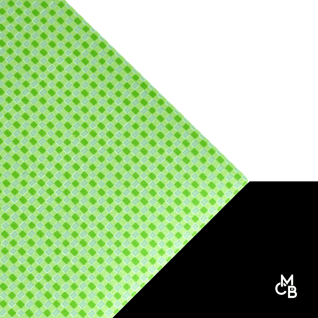 1/8" Green Gingham on Matte Meadow Green Acrylic Sheet CMB PRESTIGE PATTERNS - CMB Prestige Pattern