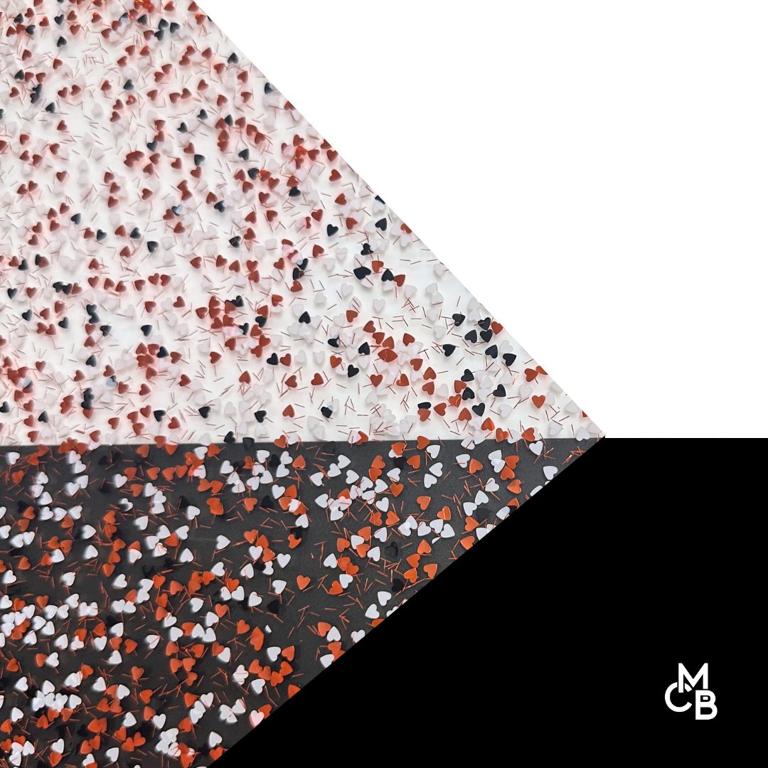 1/8" Heartbreaker- Red Heart Shaped Glitter Cast Acrylic Sheets - Acrylic Sheets