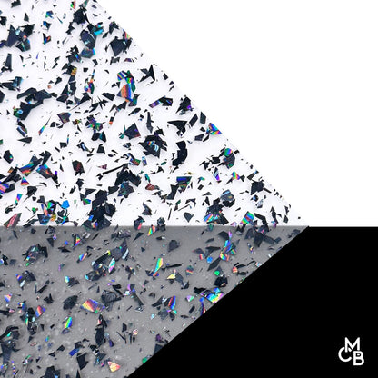 1/8" Holographic Black Flake Glitter Cast Acrylic Sheets - Acrylic Sheets