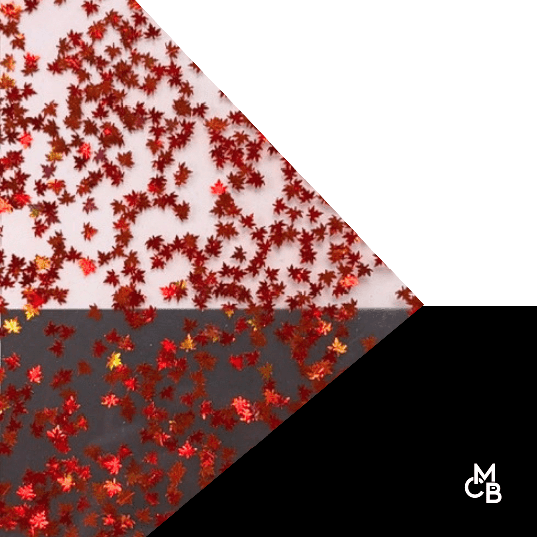 1/8" Holographic Red/Orange Glitter Maple Leaves Cast Acrylic Sheets - Acrylic Sheets