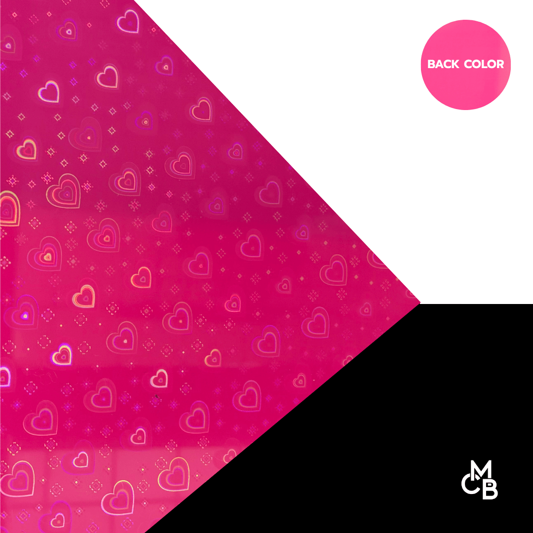 1/8" Iridescent Hearts on Hot Pink Acrylic Sheets - Acrylic Sheets